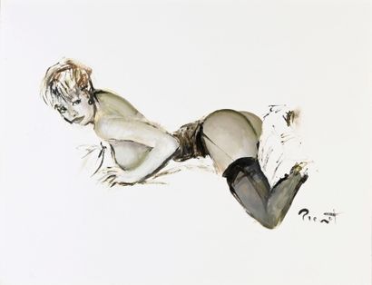 BRENOT, PIERRE LAURENT (1913-1998) PIN UP ALANGUIE. Acrylic on paper, signed lower...