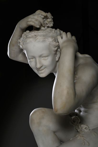 Jean-Baptiste Carpeaux (1827-1875) Crouching Flora
Sculpture in white marble
Signed...