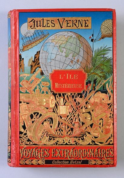 null Exceptionnelle collection des 47 volumes de Jules Verne, le dos au phare et...