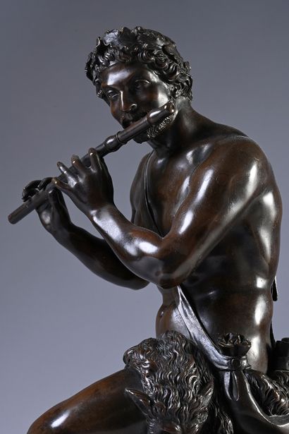 France, XIXe, d'après Antoine Coysevox Pan assis jouant de la flûte
Sculpture en...