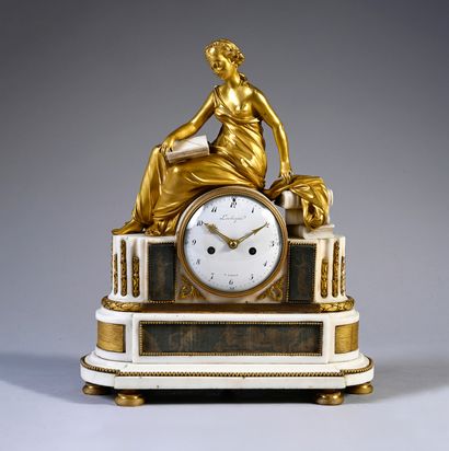 Clock with the study in chased and gilded...