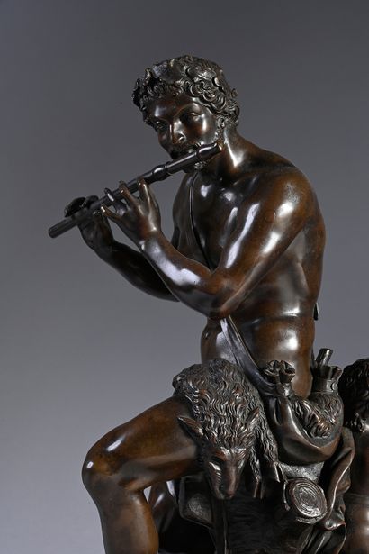 France, XIXe, d'après Antoine Coysevox Pan sitting playing the flute
Sculpture in...