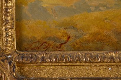 Paul HUET 1803-1869 Plaine animée
Huile sur toile, signée en bas à gauche H. : 27...