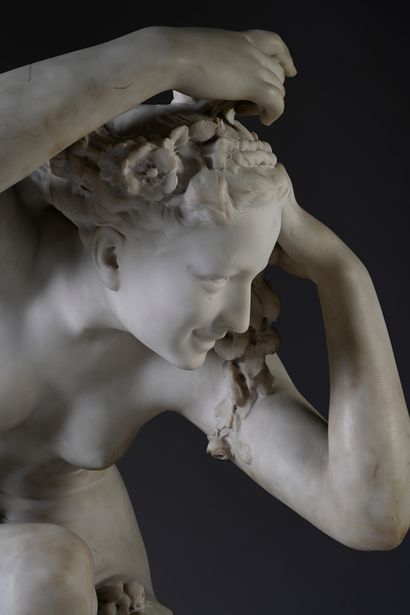 Jean-Baptiste Carpeaux (1827-1875) Crouching Flora
Sculpture in white marble
Signed...