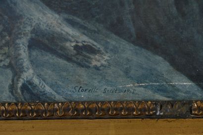 Felice Storelli (1778-1854) Vue de Colegno Gouache sur papier signé et daté Storelli...