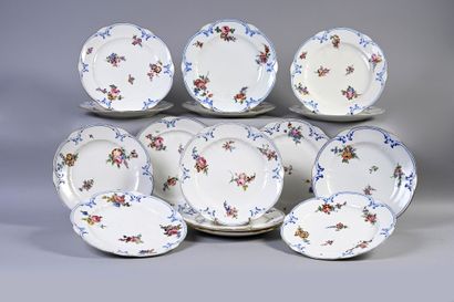 null Suite of fifteen plates in soft porcelain of Sèvres of the XVIIIth century dated...