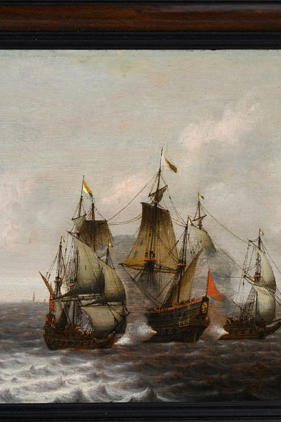 Wigerius Vitringa (1657-1721) Marine
Huile sur panneau H. : 28,5 cm - L. : 36,5 cm...