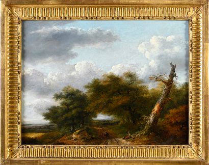 Lazare Bruandet (1755-1804) The walkers H. : 41 cm - L. : 53 cm
Oil on panel signed...