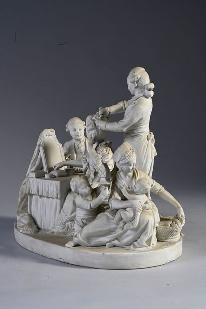 null Group of 18th century Sèvres hard porcelain La Toilette, circa 1775-1780
H:...