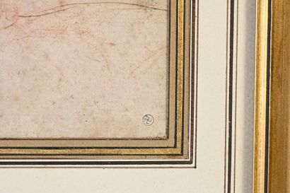 Ecole italienne du XVIIème siècle Study of a tilted head and a head in the upper...