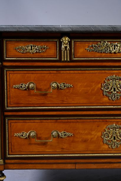 null Chest of drawers in lemon and amaranth wood opening with five drawers in front...