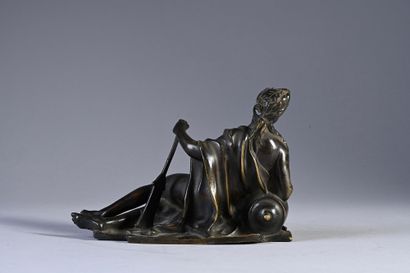 null Deux divinités fluviales
Bronze
Italie, XVII siècle.
H. 12 cm. L. 17,5 cm. ...