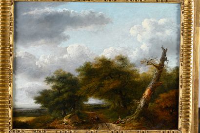 Lazare Bruandet (1755-1804) Les promeneurs H. : 41 cm - L. : 53 cm
Huile sur panneau...