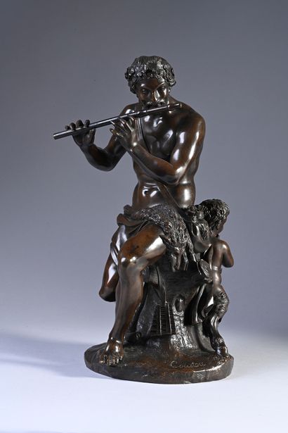 France, XIXe, d'après Antoine Coysevox Pan sitting playing the flute
Sculpture in...