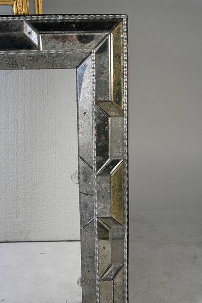 null Mirror with glazing beads in the baroque style, rectangular in shape and with...