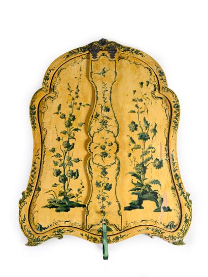 null Rare mirror of toilet of form moved in Parisian varnish decorated in blue on...
