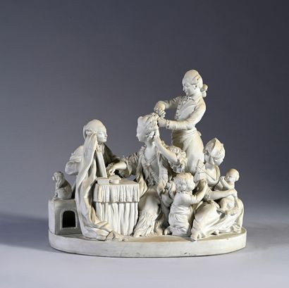 null Groupe de La Toilette en porcelaine dure de Sèvres du XVIIIe siècle, vers 1775-1780
H:...