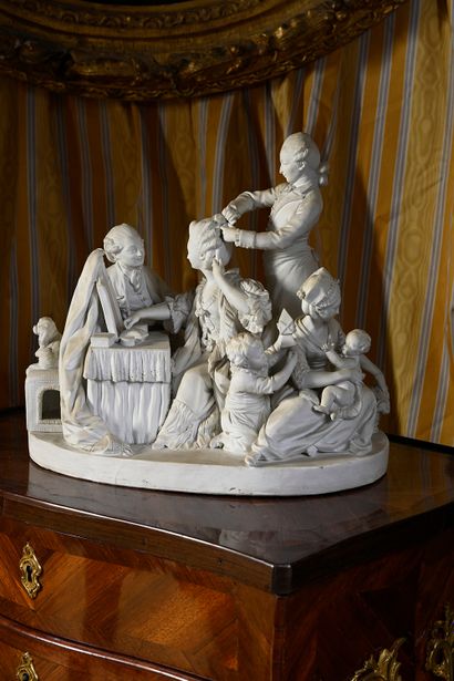 null Groupe de La Toilette en porcelaine dure de Sèvres du XVIIIe siècle, vers 1775-1780
H:...