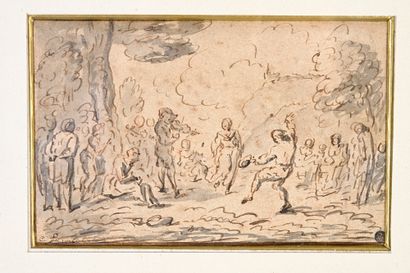 Charles PARROCEL (1688-1752) Scène de fête villageoise
Dessin à l'encre et au lavis...