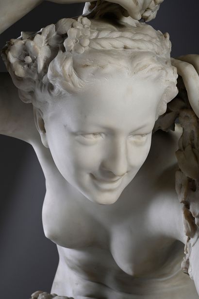 Jean-Baptiste Carpeaux (1827-1875) Crouching Flora
Sculpture in white marble
Signed...