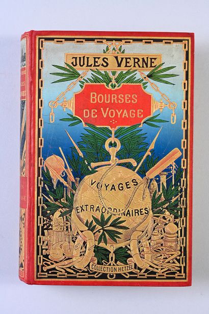 null Exceptional collection of the 47 volumes of Jules Verne, the spine with the...