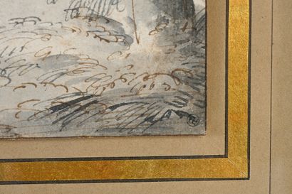 Jean-Baptiste LALLEMAND (Dijon 1716 - Paris 1803) Cavalier et promeneur dans un paysage
Plume...