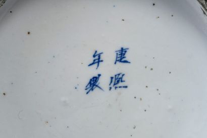 CHINE, XIXe siècle Paire de jarres ovoïdes en porcelaine à décor bleu et blanc d'oiseaux...