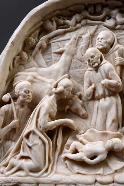 null Bas-relief en marbre sculpté représentant la Nativité
Ecole du nord de l'Italie,...