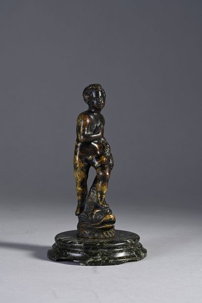 null Young boy on a dolphin.
Bronze
Italy (Florence ?) 16th century 11.5 x 4 cm.
We...