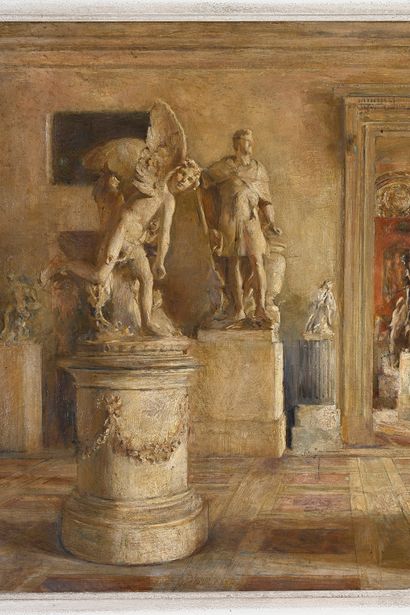 Alfred Nicolas Martin (1868-1947) Les salles Coustou et Houdon au Mu sée du Louvre...