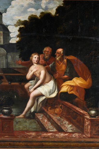 École Espagnole du XVIIe siècle Susanna in the bath
Oil on canvas
128 x 148 cm