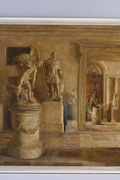 Alfred Nicolas Martin (1868-1947) Les salles Coustou et Houdon au Mu sée du Louvre...