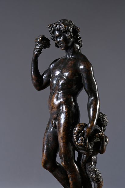 Pietro da Barga (actif vers 1574 - 1588) Bacchus accompanied by a satyr.
Bronze with...