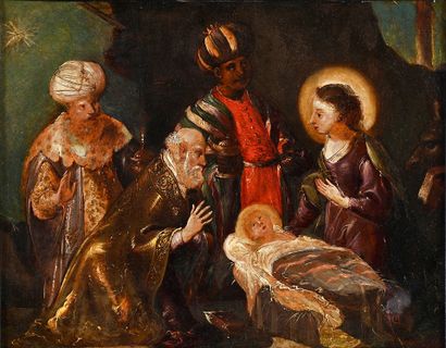 École allemande vers 1600 Adoration of the Magi
Oil on copper
H.: 17,5 cm ; W.: 22,5...