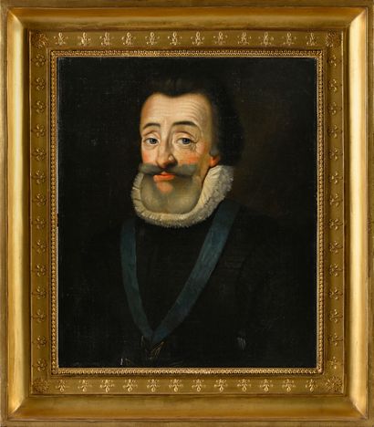 École française du XIXe siècle Portrait en buste du roi Henri IV (1553-1610), portant...