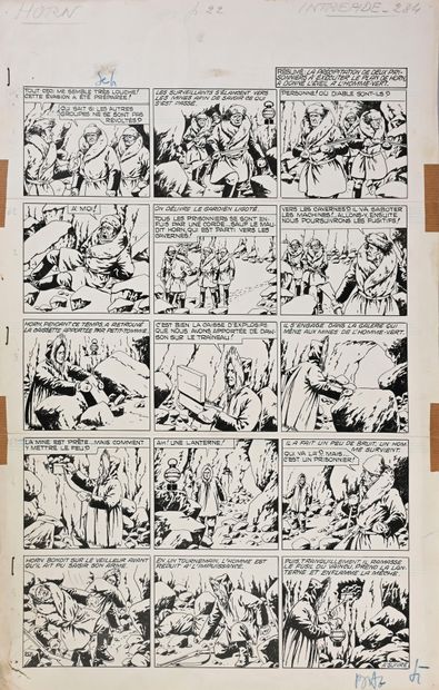 null LE RALLIC, Etienne (1891-1968)
HORN DU WEST (1954). Planche 22 à 5 strips prépubliée...