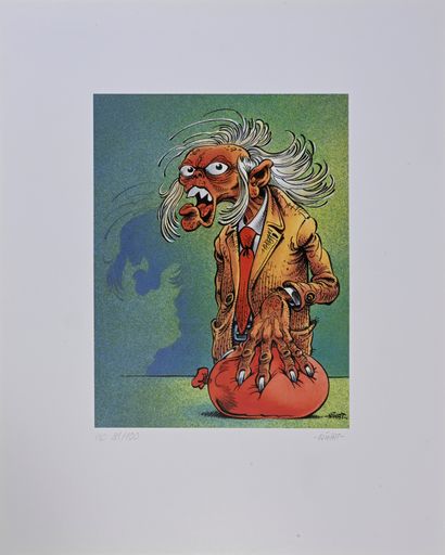 null NIHAT. 
Sérigraphie Hommage à Franquin, Nihat. 40x50,5 cm. Signée. Issue du...