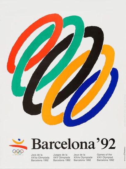 null 1992. Barcelone. Lot de 5 affiches officielles des Jeux d'été. Dim. 50 x 70...