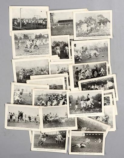 null Lot d'environ 60 photos (phototypie). «Actions de match» dans les années 20/30....