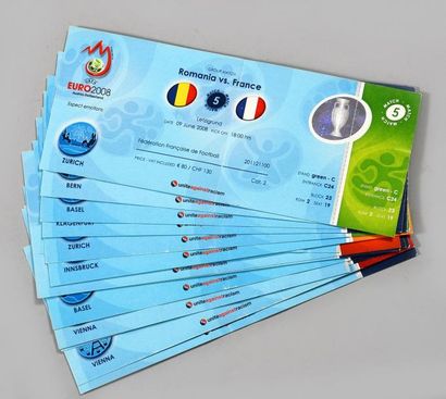 null Ensemble de 15 billets de matches de l'Euro 2008 dont celui de la finale entre...