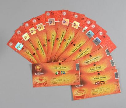 null Lot de 15 billets de l'Euro 2004 au Portugal dont celui de la finale