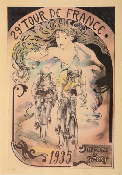 null Affiche le monde du sport. Tour de France 1935. Dans l'esprit de Mucha. Dim....
