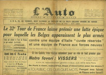 null Tour de France 1939. Ensemble de 33 numéros du journal l'Auto relatant les étapes...