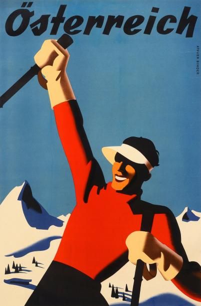 null Affiche pour la promotion du ski en Autriche par Christoph Reissers à Vienne....