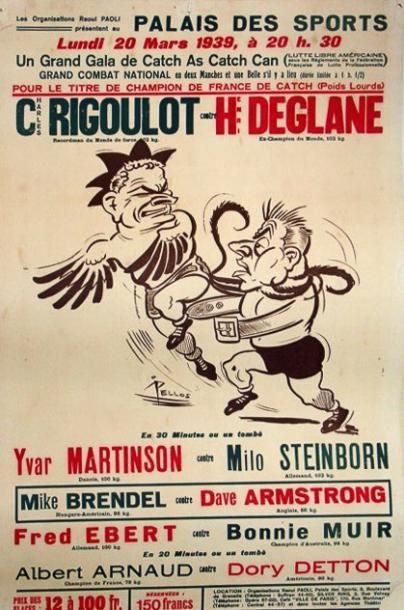null Affiche pour le titre de Champion de France des poids lourds entre Charles Rigoulot...