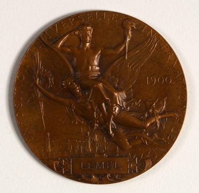 null 1900. Paris. Médaille des participants en bronze. Graveur Chaplain. Diamètre...