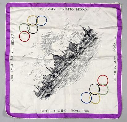 null 1960. Rome. Foulard officiel des XVIIème Jeux Olympique d'été. Dim. 68 x 68...