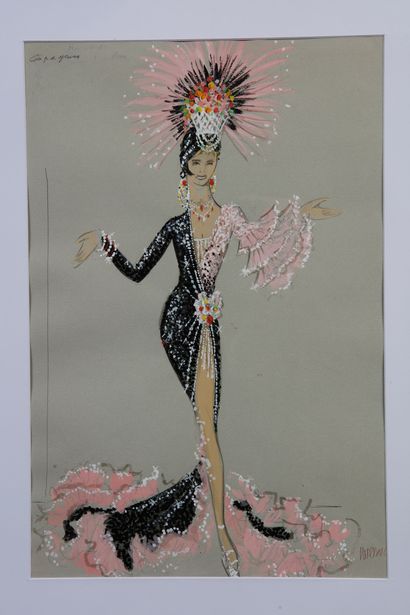 null JACQUELINE MAILLAN (1923/1992)
2 original drawings of 2 outfits created by the...