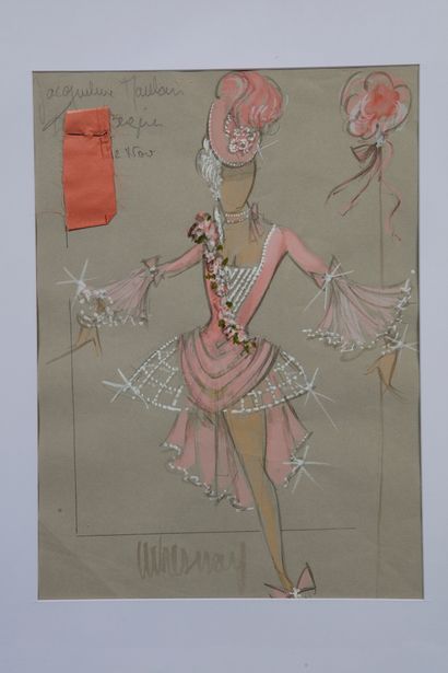 null JACQUELINE MAILLAN (1923/1992)
2 dessins originaux de 2 tenues créées par le...