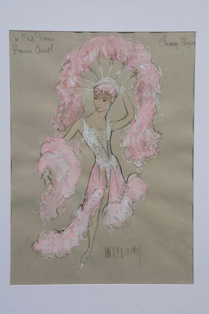 null KAREN CHERYL (1955)
1 dessin original d'une tenue créée par le styliste
Michel...